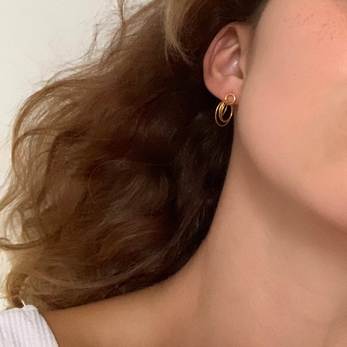 Hoop Cluster Rings Gold Stud Earrings