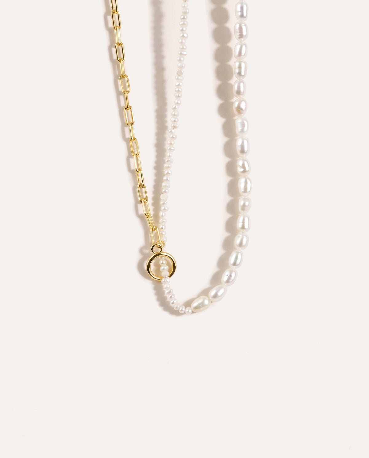 Chain Link Pearl Necklace