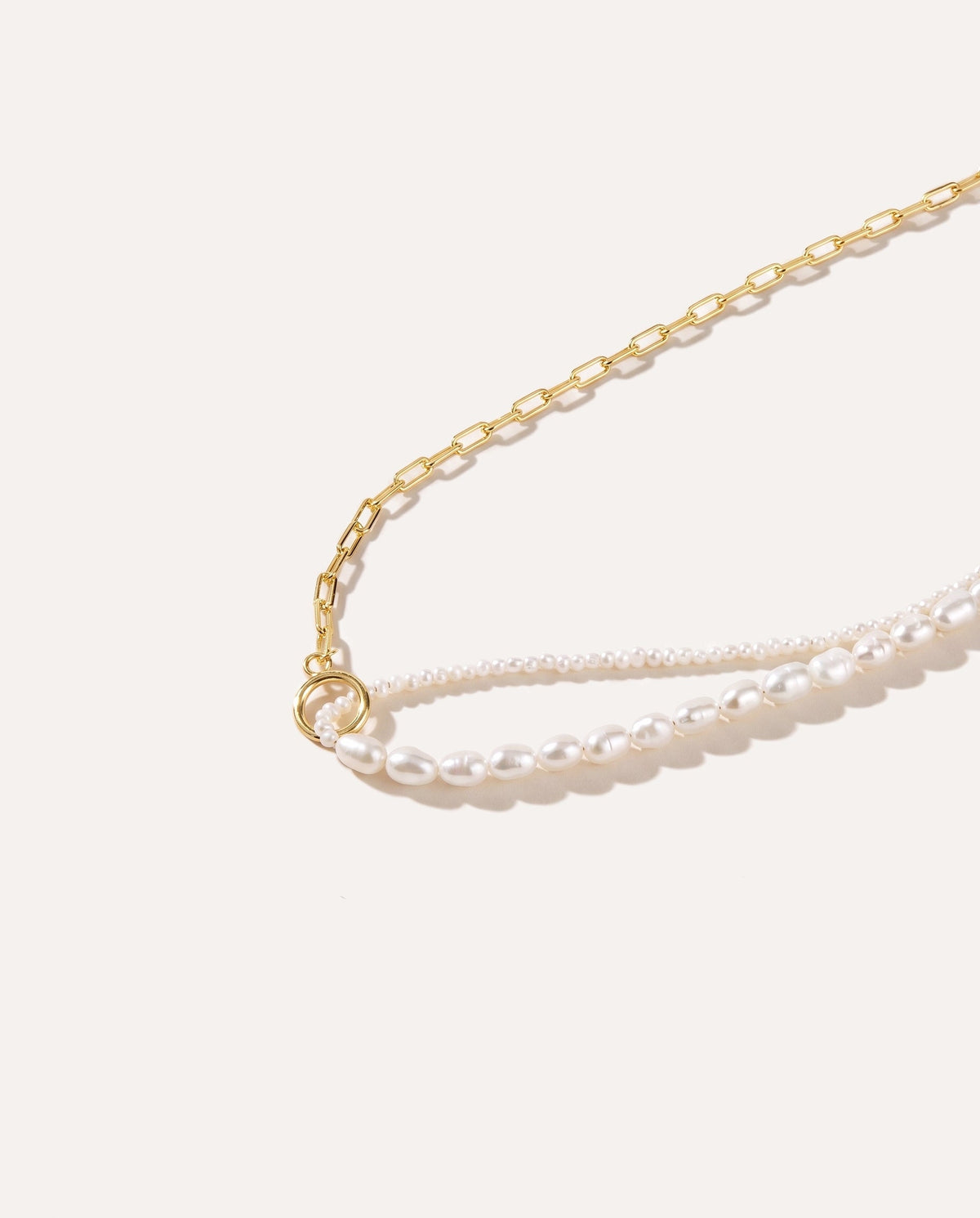 Chain Link Pearl Necklace