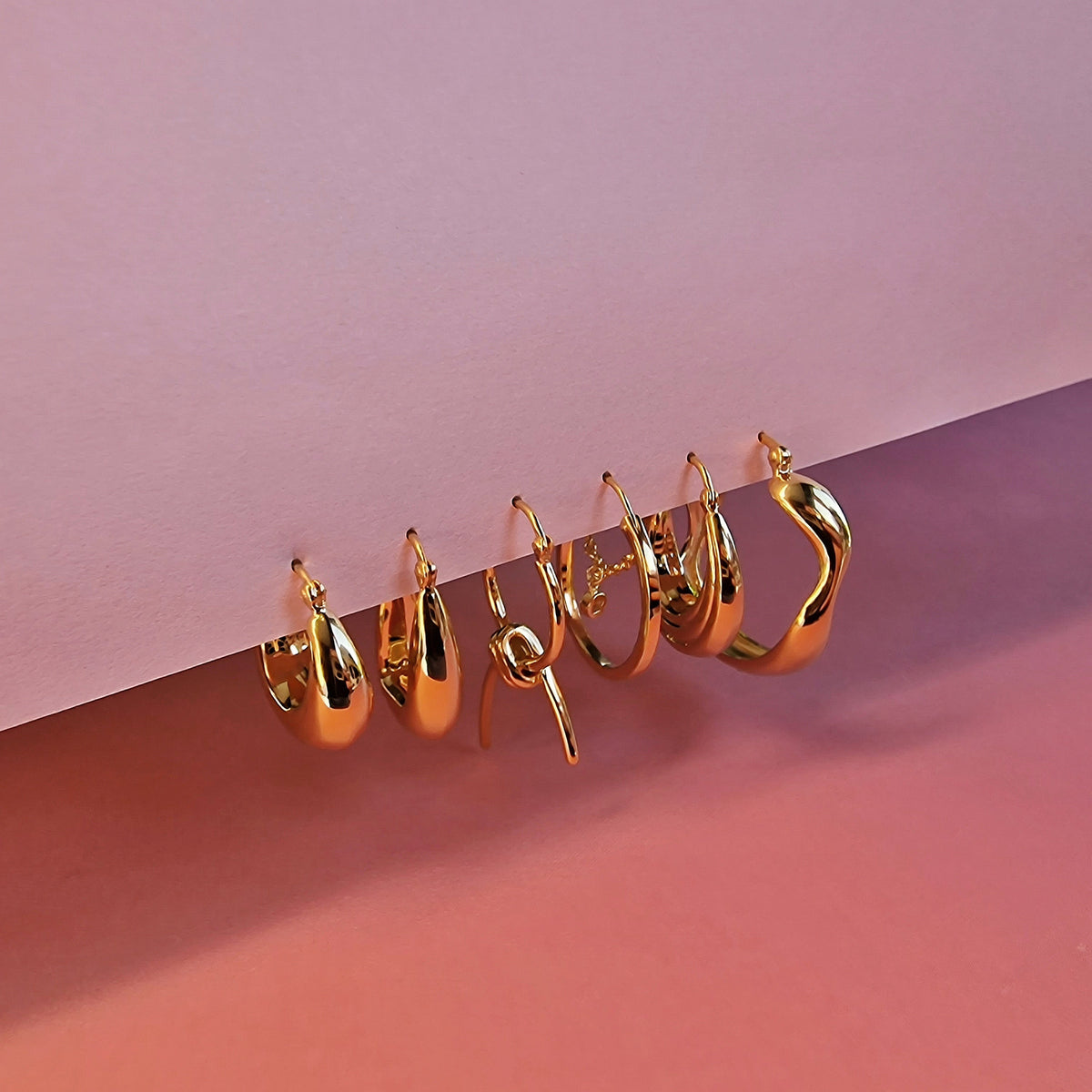 Gold Organic Crescent Hoop Earrings