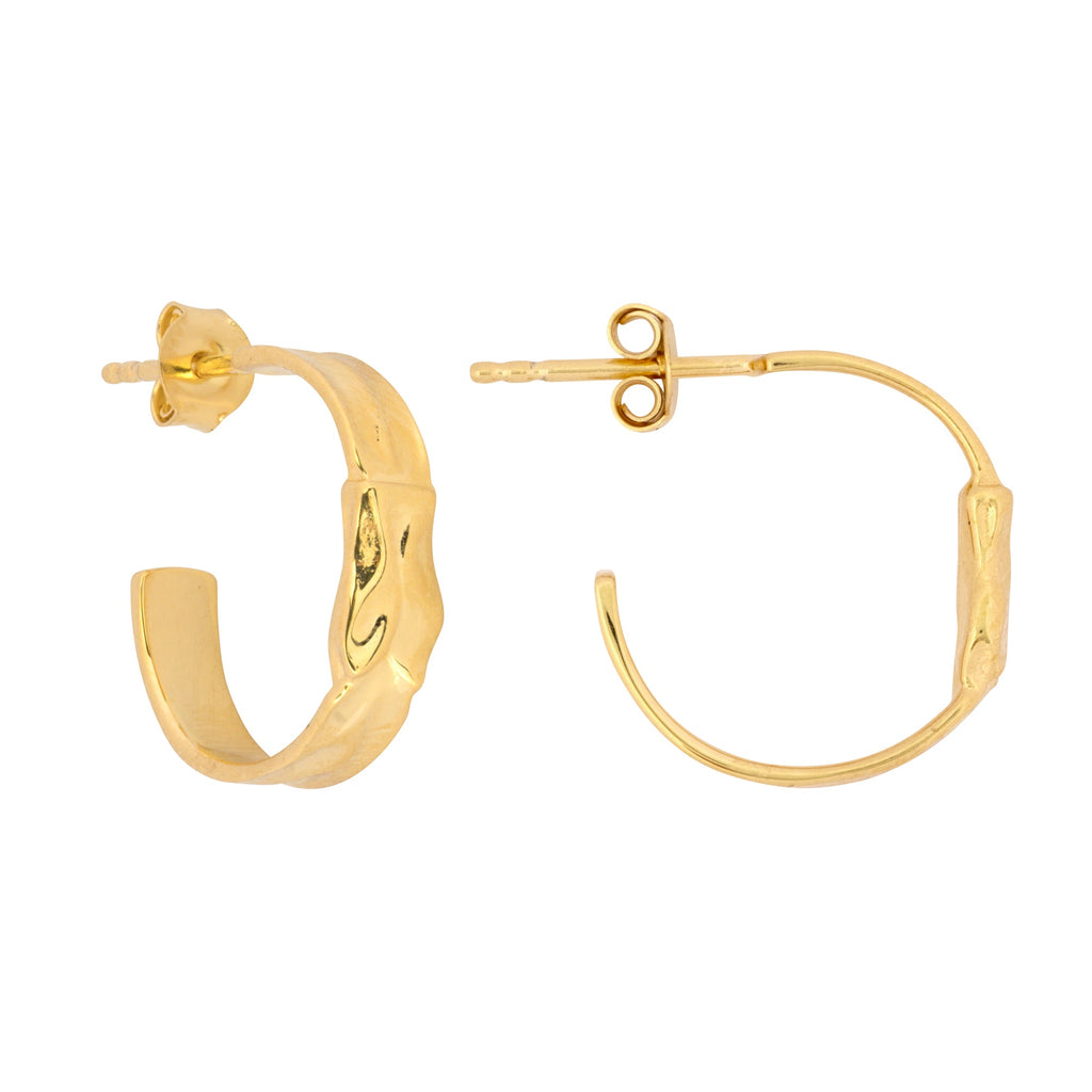 Gold Organic Crescent Hoop Earrings