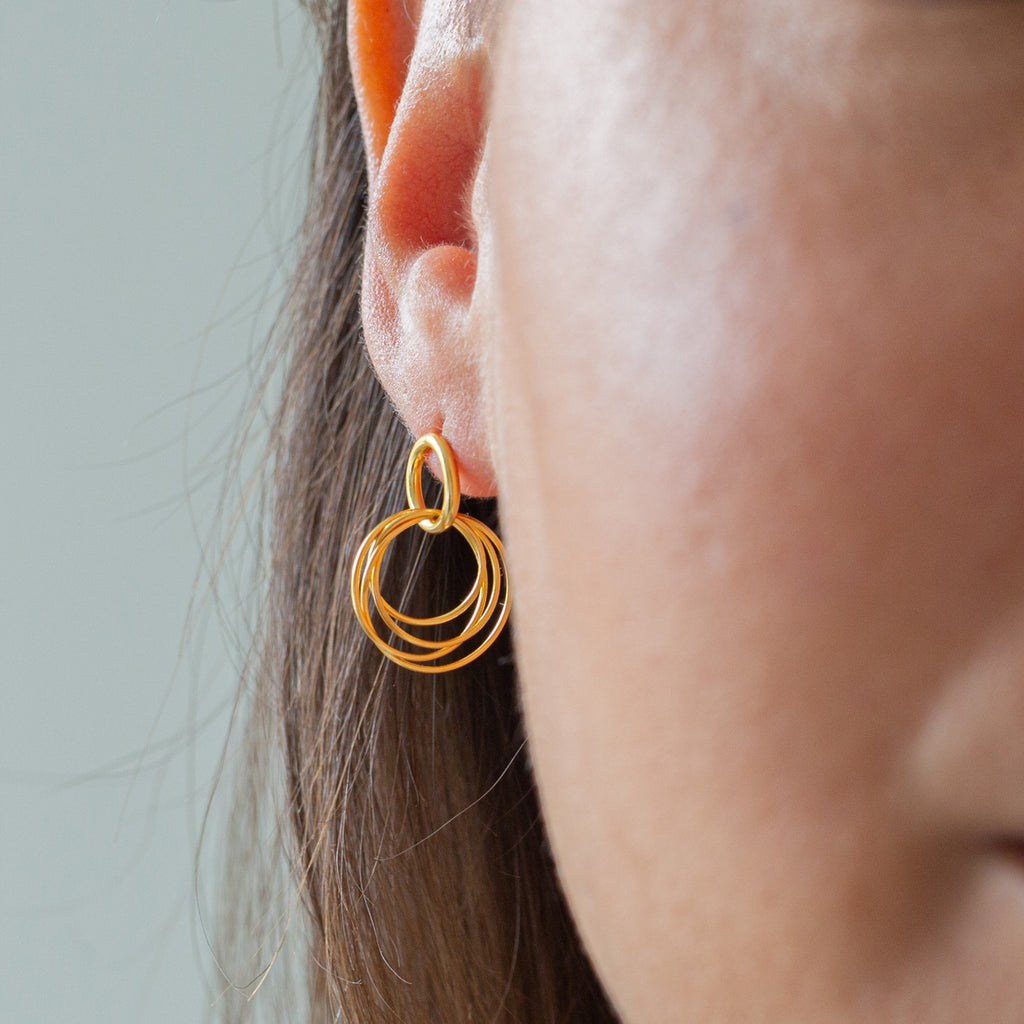 Hoop Cluster Rings Gold Stud Earrings