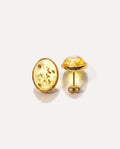 Oval Citrus Amber and Gold Stud Earrings