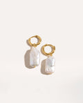 Rectangle Link Pearl Earrings