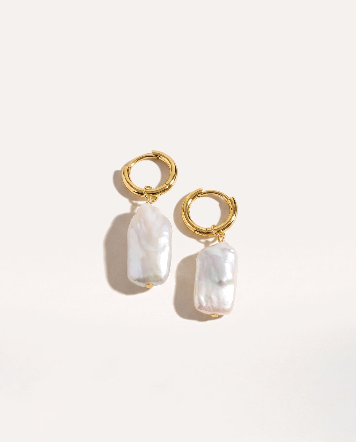 Rectangle Link Pearl Earrings